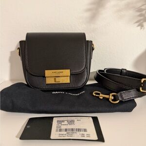 Saint Laurent Black Mini Betty CrossbodyBag with Gold Accents